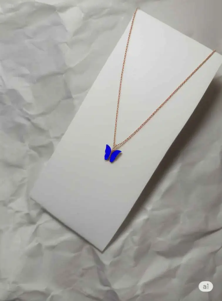 Blue butterfly necklace