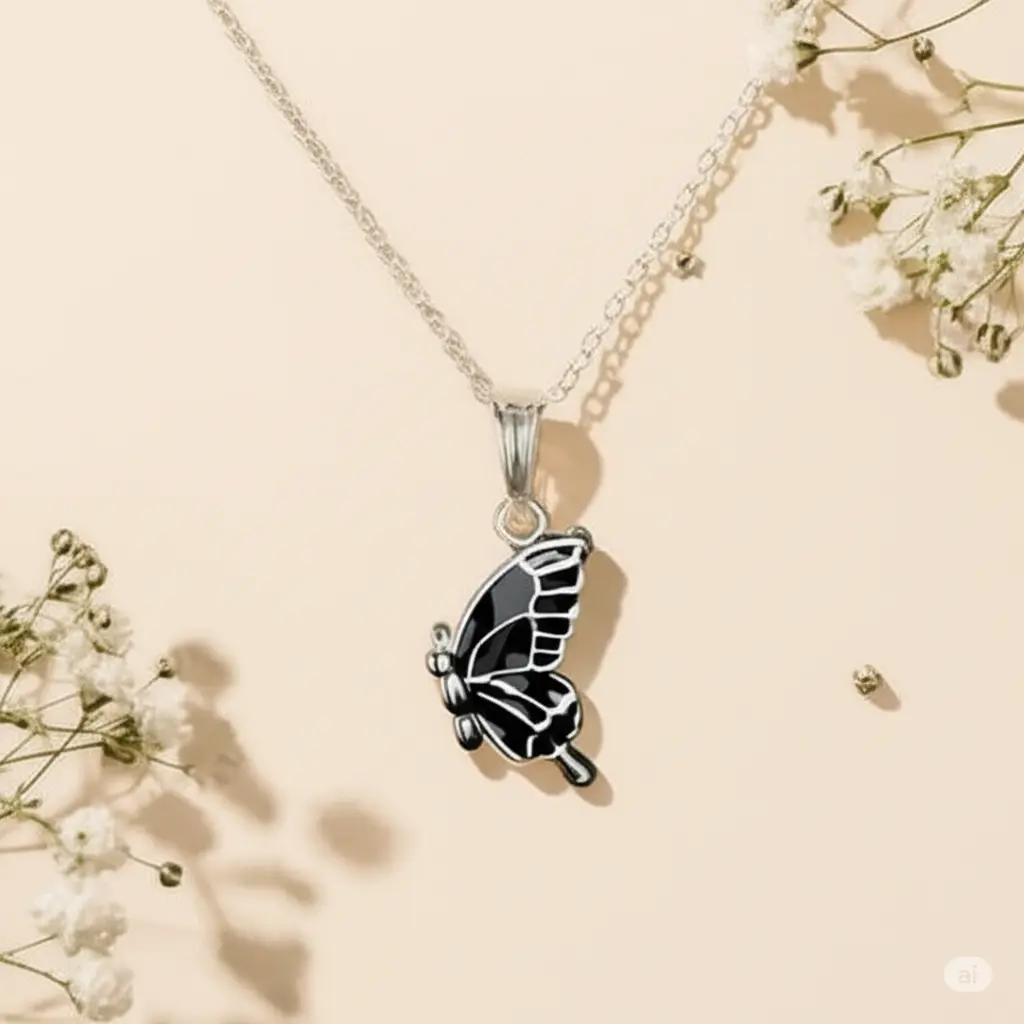 Half butterfly necklace