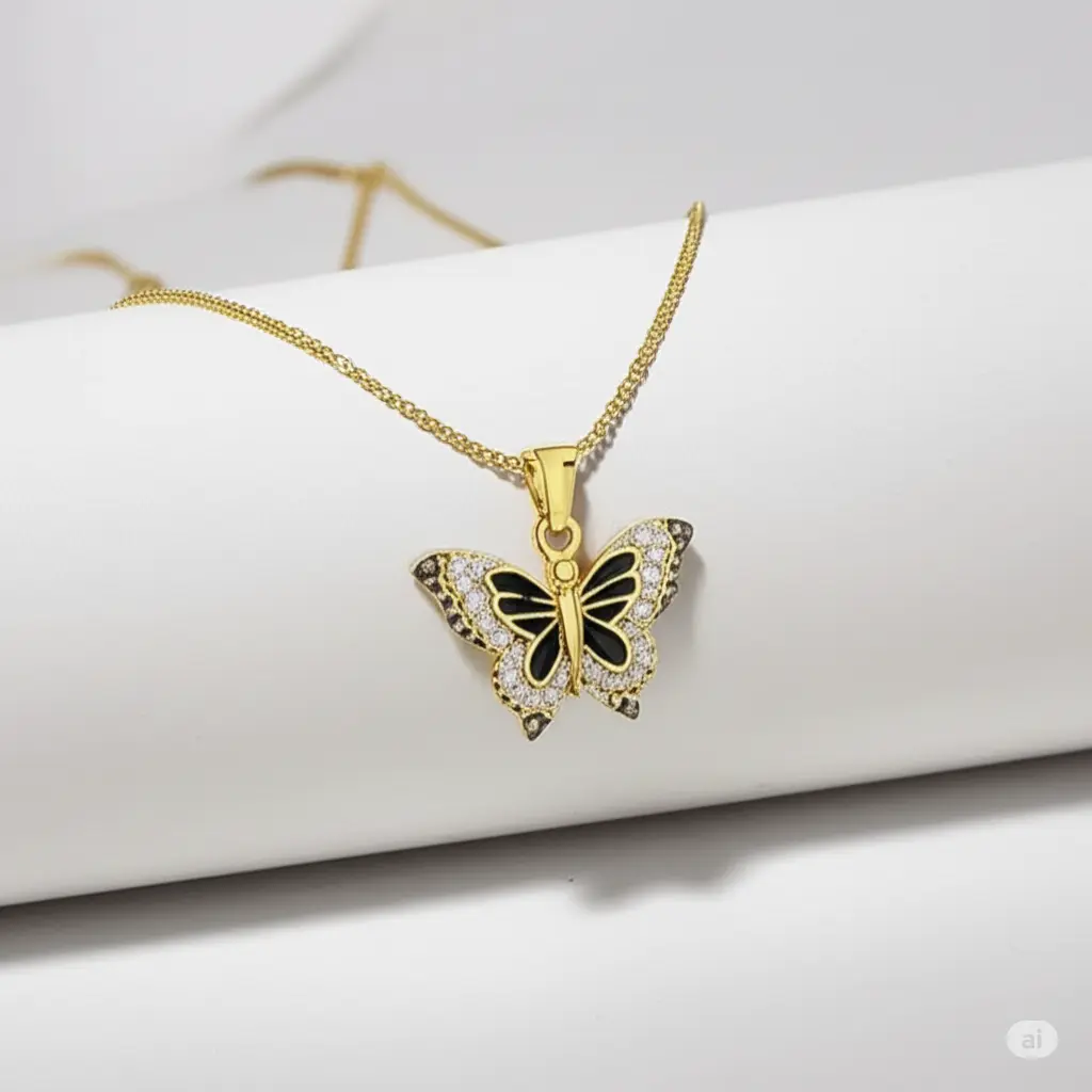 Black butterfly necklace